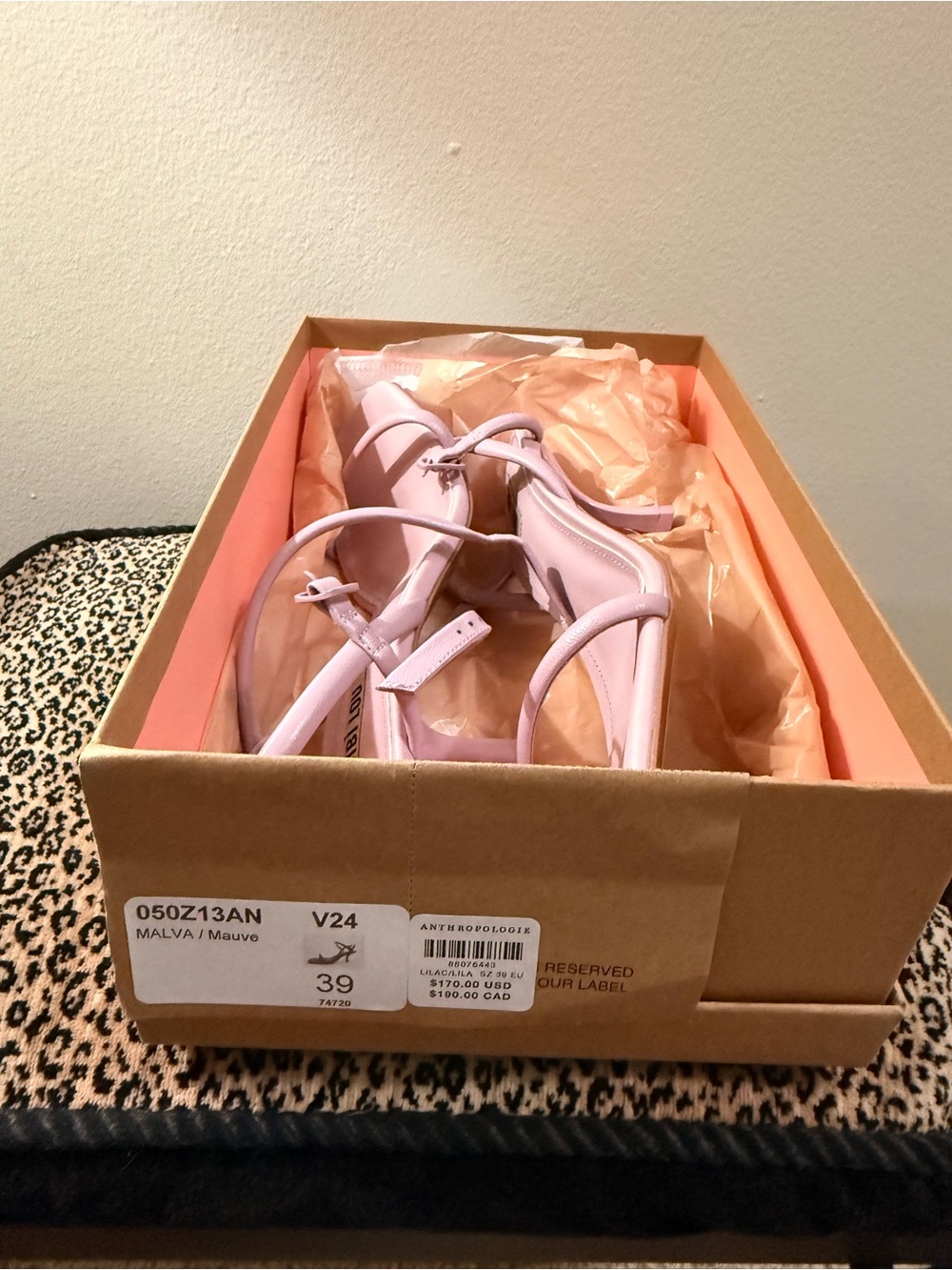 Anthropologie Mauve Strappy Heeled Sandals